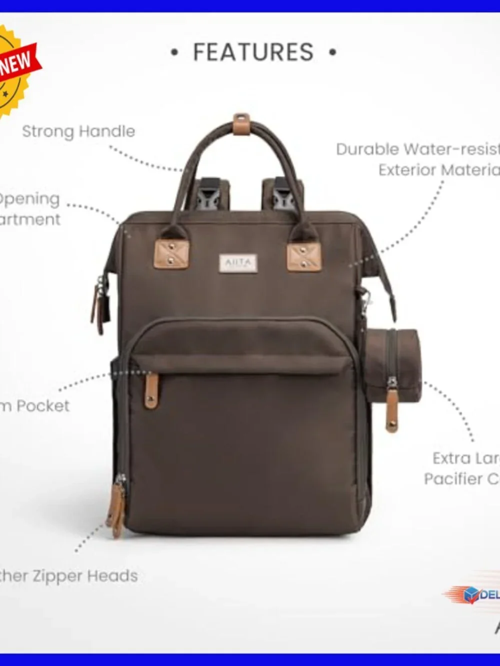 Large Unisex Diaper Backpack with Changing Station, 19 Pockets, Water Resistant